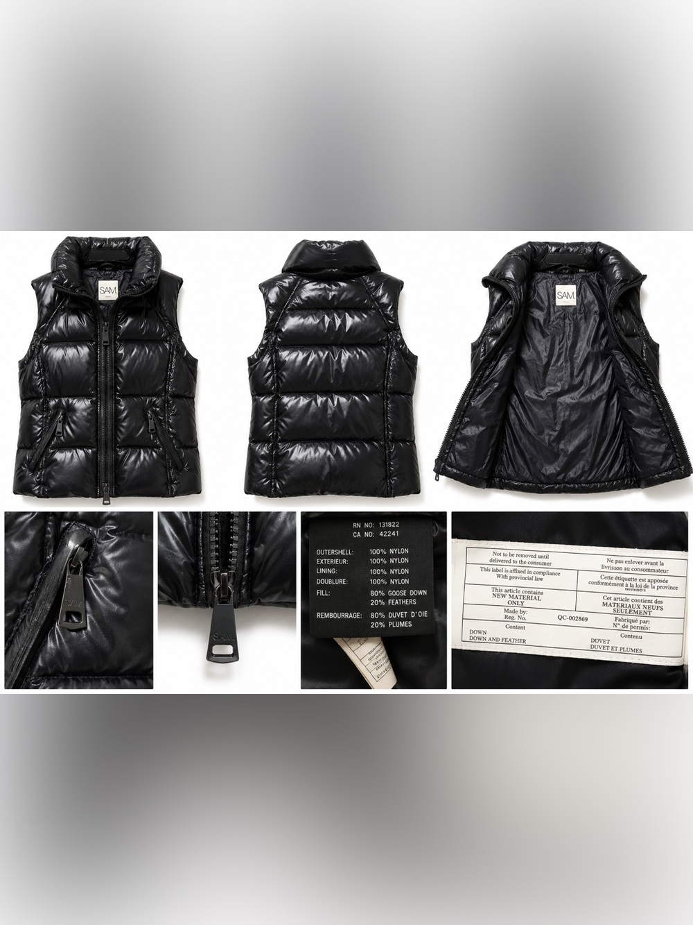 Black Quilted Goose Down Puffer Vest - Women's